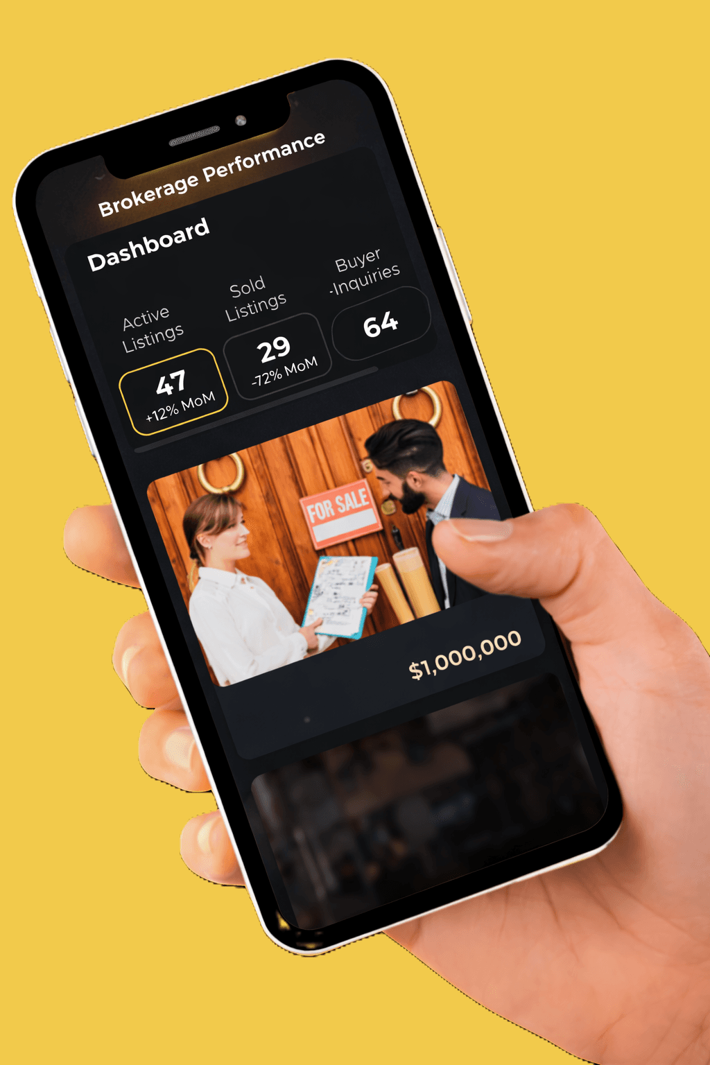 Brokerage performance dashboard on mobile